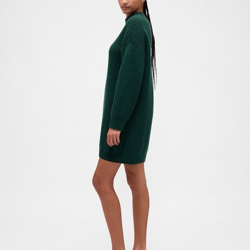 GAP Dark Green Ribbed Long-Sleeve Sweater Dress | M | NWT - Picture 3 of 3
